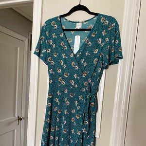NWT Kaileigh Teal Floral Wrap Dress